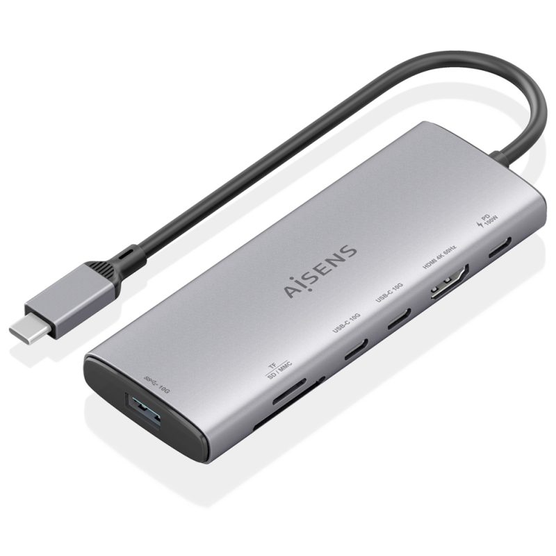 USB C DOCK AISENS 7 EN 1 HDMI USB 10G 2XUSB C 10G SD MICRO SD PD 100W