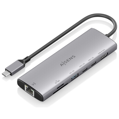 USB C DOCK AISENS 7 EN 1 HDMI RJ45 USB 10G 2XUSB C 10G SD MICRO SD 20CM
