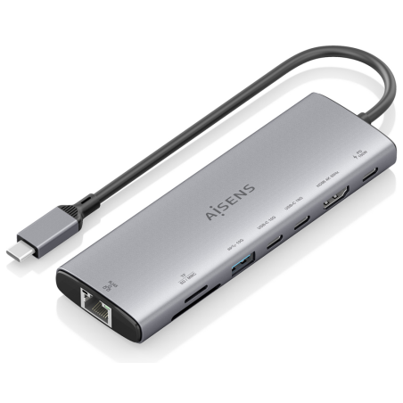 USB C DOCK AISENS 8 EN 1 HDMI RJ45 USB A 10G 2XUSBC 10G SD MICRO SD PD 100W
