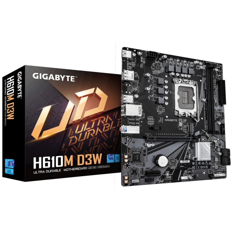 PLACA BASE GIGABYTE H610M D3W 1700 M ATX DDR5 PCIe 40 128GB 1GbE M2