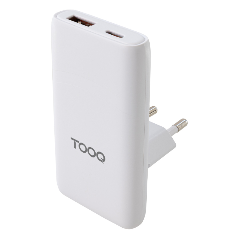 CARGADOR TOOQ PARED GAN USB C PDUSB A QC 65W BLANCO