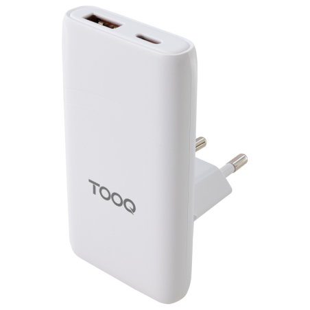 CARGADOR TOOQ PARED GAN USB C PDUSB A QC 65W BLANCO