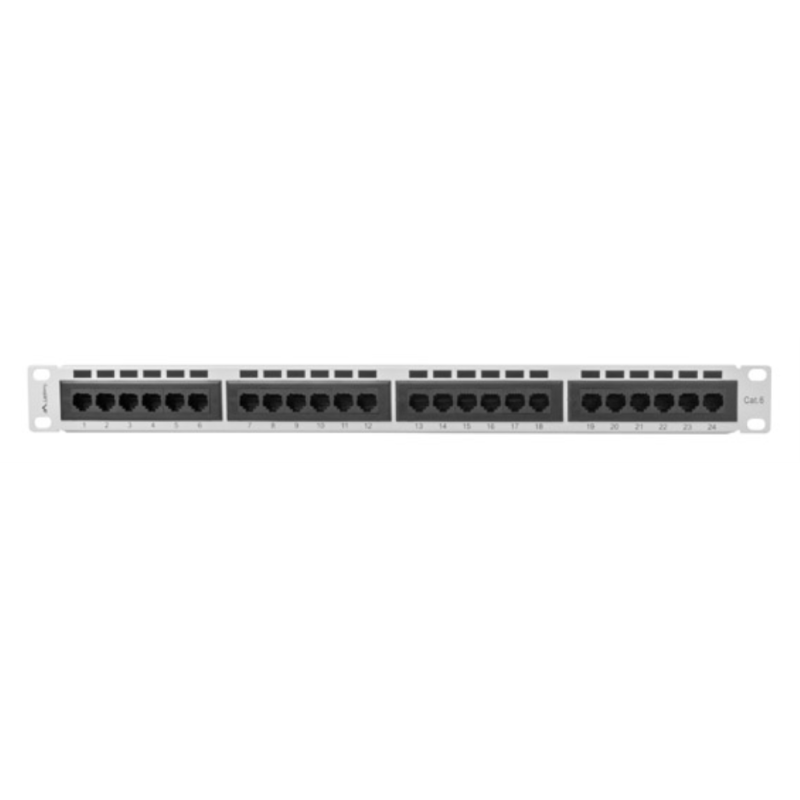 PATCH PANEL LANBERG CAT6 UTP 24 PUERTOS 1U RACK 19 GRIS