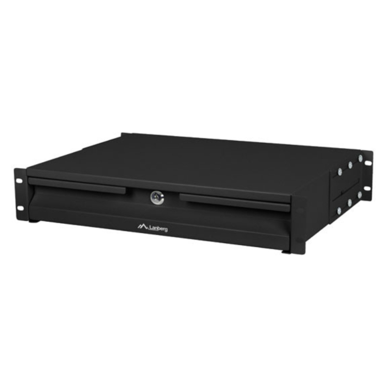 CAJON PARA RACK 19 2U 483X360MM HASTA 90KG NEGRO CIERRE FRONTAL