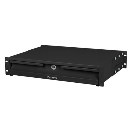 CAJON PARA RACK 19 2U 483X360MM HASTA 90KG NEGRO CIERRE FRONTAL
