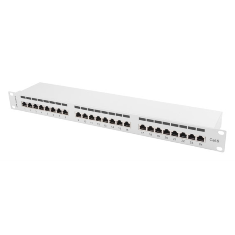 PATCH PANEL LANBERG 24 PUERTOS 1U 19 CAT6 FTP GRIS
