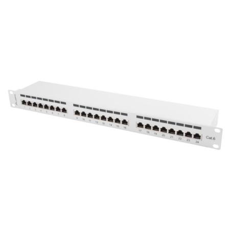 PATCH PANEL LANBERG 24 PUERTOS 1U 19 CAT6 FTP GRIS