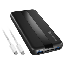 POWERBANK NATEC TREVI SLIM QV2 10000MAH 2XUSB A 18W 1XUSB C 20W CABLE USB C