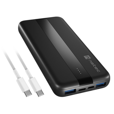 POWERBANK NATEC TREVI SLIM QV2 10000MAH 2XUSB A 18W 1XUSB C 20W CABLE USB C