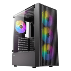 CAJA ANTEC AX27 ARGB ATX NEGRO 4XVENT 120MM 2XUSB SN FUENTE