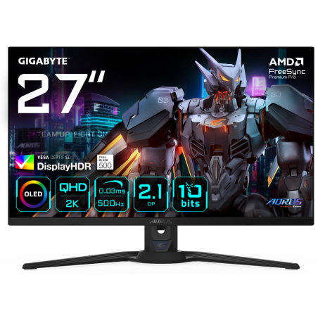 MONITOR GAMING GIGABYTE G27QQ5P 27 2560x1440 QHD500Hz OLED KVM G SYNC FreeSync
