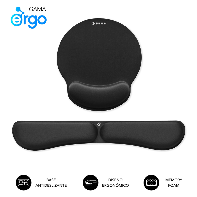 PACK SUBBLIM ERGO MEMORYFLEX KEYB WRIST AND MOUSE PAD NEGRO