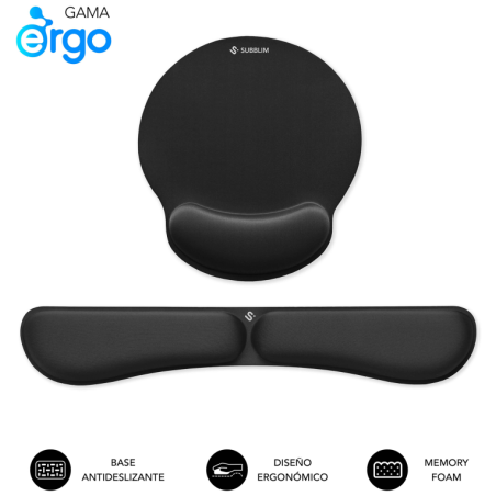PACK SUBBLIM ERGO MEMORYFLEX KEYB WRIST AND MOUSE PAD NEGRO