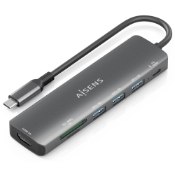 USB C DOCK AISENS 7 EN 1 USB C A HDMI 3XUSB A USB C PD 100W SD MICRO SD