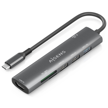 USB C DOCK AISENS 7 EN 1 USB C A HDMI 2XUSB A USB A PD 100W SD MICRO SD