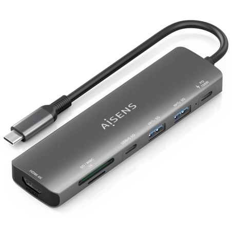 USB C DOCK AISENS 7 EN 1 USB C A HDMI 2XUSB A USB C PD 100W SD MICRO SD