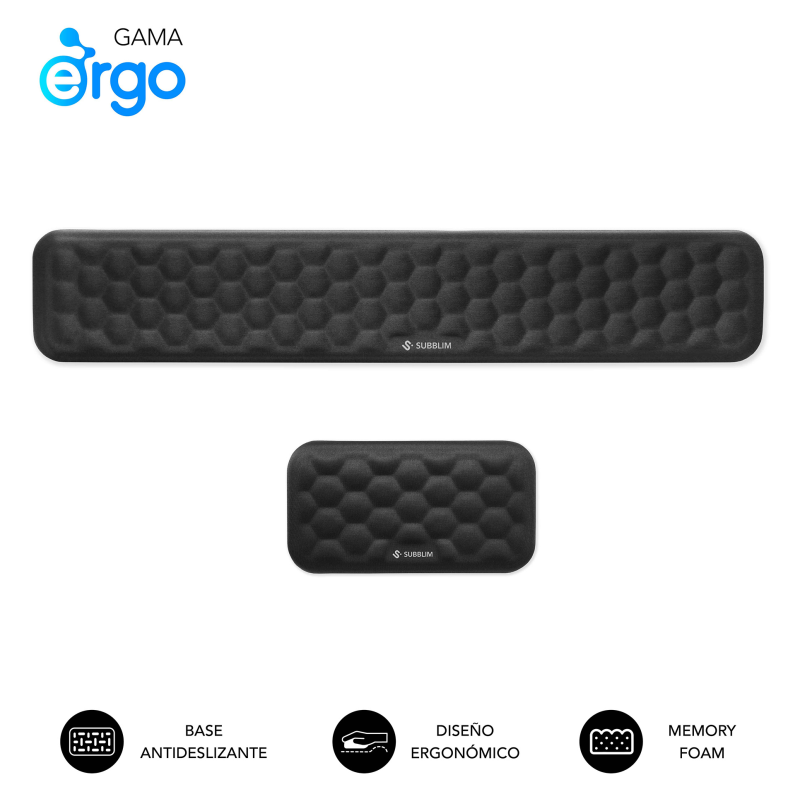 PACK SUBBLIM ERGO AIRPADDING REPOSAMUNECAS TECLADO Y RATON NEGRO