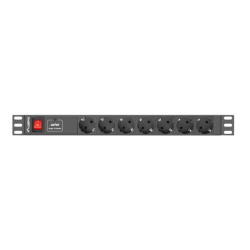 REGLETA LANBERG 1U 10A 7X SCHUKO RACK 19 2M NEGRO C14