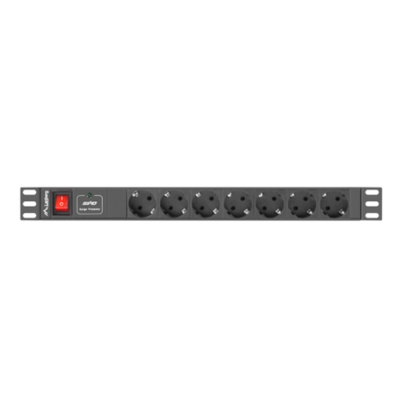 REGLETA LANBERG 1U 10A 7X SCHUKO RACK 19 2M NEGRO C14