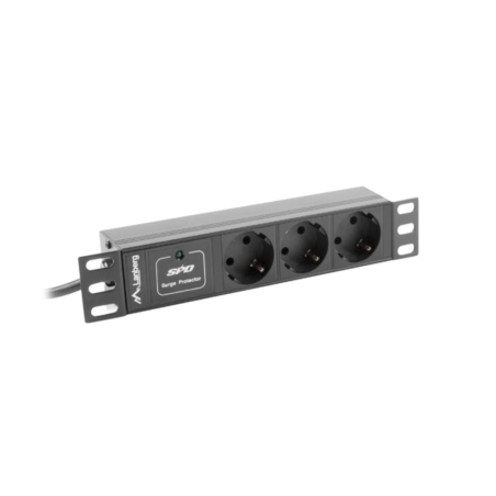 REGLETA LANBERG 1U 16A 3X SCHUKO RACK 10 2M NEGRO