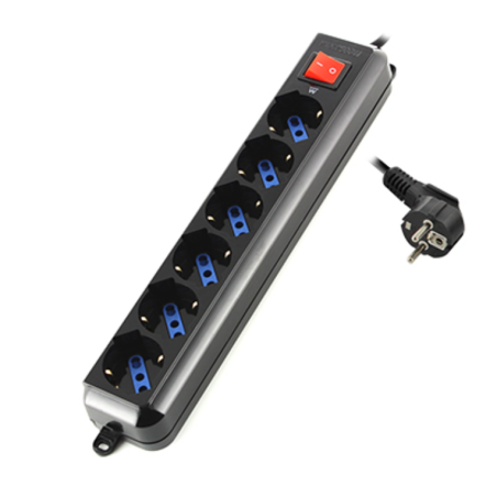 REGLETA EWENT 6 SALIDAS AC 15m NEGRO