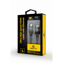 CABLE TRENZADO HDMI 21 8K 60HZ GEMBIRD SELECT PLUS SERIES CON ETHERNET 3M NEGRO