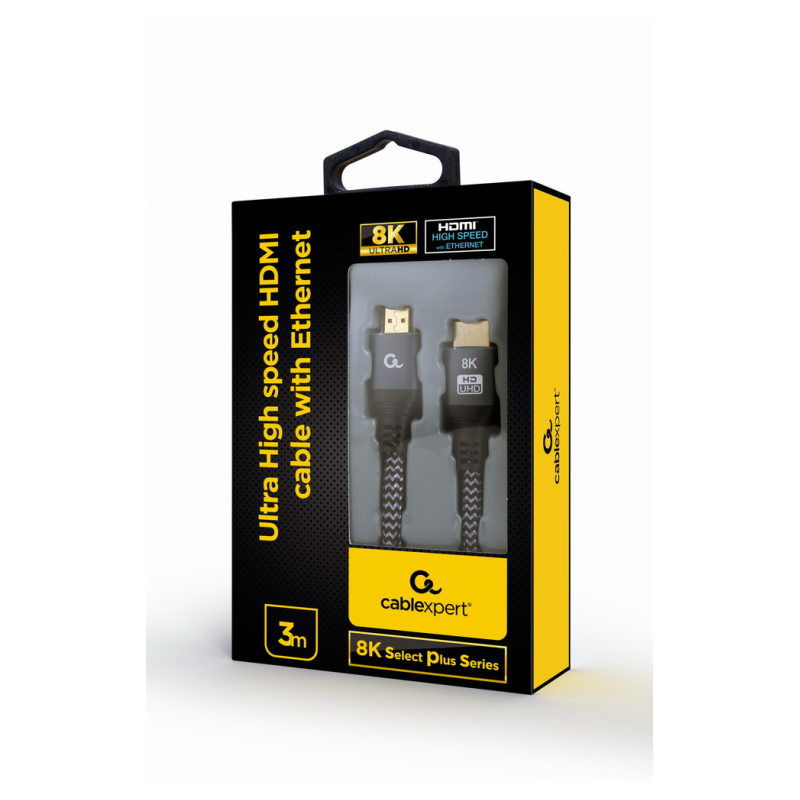 CABLE TRENZADO HDMI 21 8K 60HZ GEMBIRD SELECT PLUS SERIES CON ETHERNET 3M NEGRO