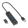 HUB USB SHARKOON 3X32 GEN 1 RJ45 ALUMINIO NEGRO