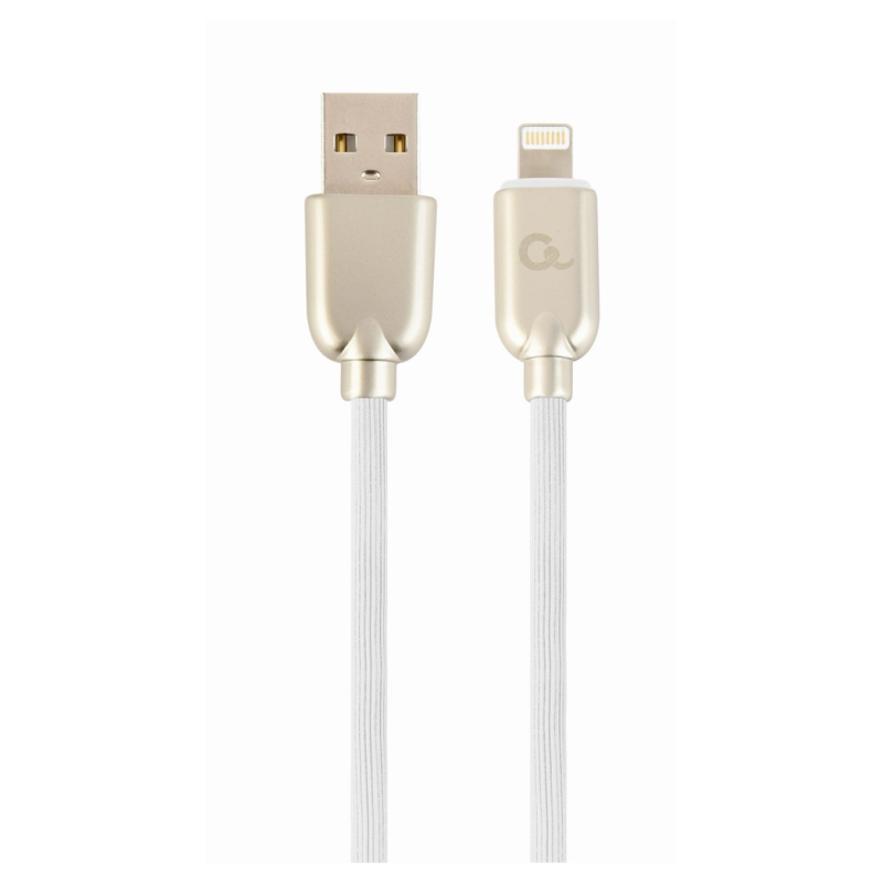 CABLE DE DATOS Y CARGA GEMBIRD 8 PINES DE CAUCHO PREMIUM 2M BLANCO
