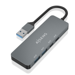 HUB AISENS USB 32 GEN2 10G A M 2xTIPO C H 2xUSB A H 15CM GRIS