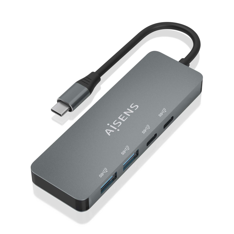 HUB AISENS USB 32 GEN2 10G USB C M 2XUSB C H 2XUSB A H 15CM GRIS