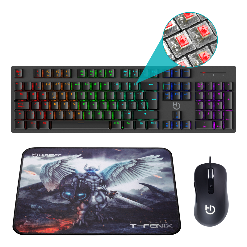 PACK HIDITEC TECLADO GAMING GK400RATON BLITZ ALFOMBRILLA T FENIX M
