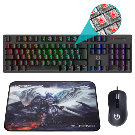 PACK HIDITEC TECLADO GAMING GK400RATON BLITZ ALFOMBRILLA T FENIX M