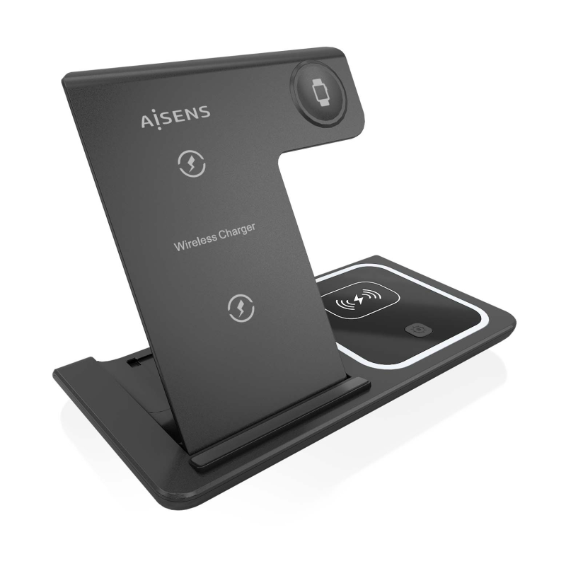 CARGADOR AISENS INALAMBRICO USB C 3 EN 1 15W NEGRO