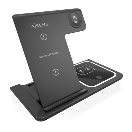 CARGADOR AISENS INALAMBRICO USB C 3 EN 1 15W NEGRO