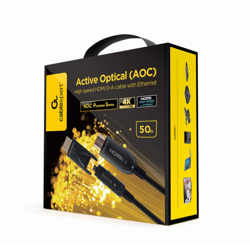 CABLE AOC HDMI D A DE ALTA VELOCIDAD CON ETHERNET AOC PREMIUM SERIES 50 M
