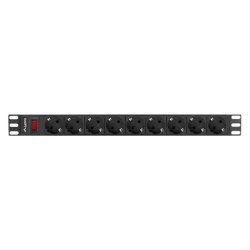 REGLETA LANBERG 1U 16A 9X SCHUKO RACK 19 3M NEGRO
