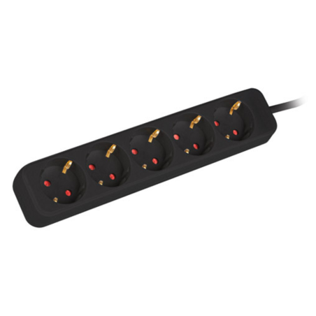 REGLETA LANBERG 5 TOMAS SCHUKO NEGRA 3M