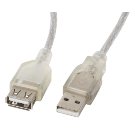CABLE ALARGADOR LANBERGUSB 20 MACHO HEMBRA FERRITA 18M TRANSPARENTE
