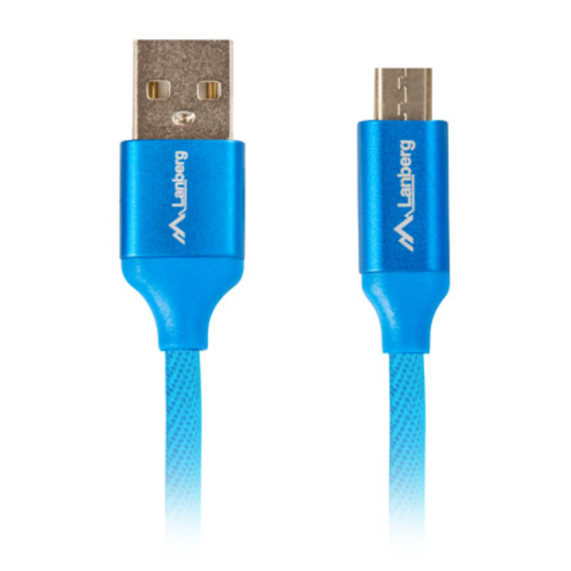 CABLE USB LANBERG 20 MACHO MICRO USB MACHO QUICK CHARGE 30 18M AZUL
