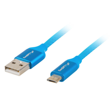 CABLE USB LANBERG 20 MACHO MICRO USB MACHO QUICK CHARGE 30 1M AZUL