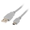CABLE USB LANBERG 20 MACHO MINI USB MACHO 18M GRIS