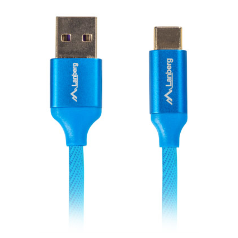 CABLE USB LANBERG 20 MACHO USB C MACHO QUICK CHARGE 30 18M AZUL