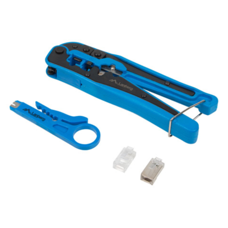 KIT LANBERG NETWORK CON CRIMPADORA Y STRIPPING CONECTORES RJ45