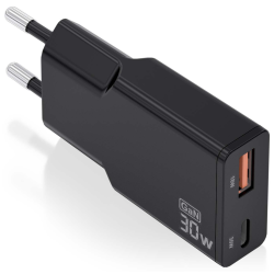 CARGADOR AISENS GAN ULTRA DELGADO 30W USB C PD30 QC40 USB A QC30