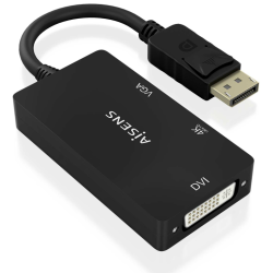CABLE CONVERSOR AISENS DISPLAYPORT V12 A VGA DVI HDMI 4K NEGRO 15CM