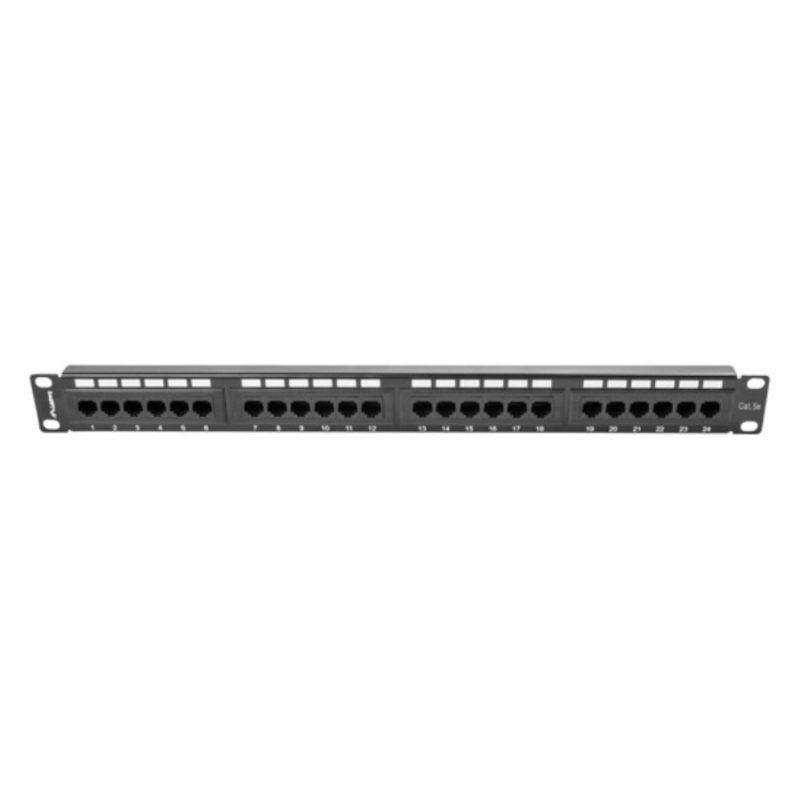 PATCH PANEL LANBERG CAT5E UTP 24 PUERTOS 1U RACK 19 NEGRO