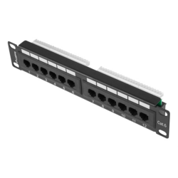 PATCH PANEL LANBERG 12 PUERTOS 1U 10 CAT6 NEGRO