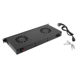 PANEL VENTILACION LANBERG LCD 2 VENTILADORES TERMOSTATO 230V 1U RACK 19 NEGRO