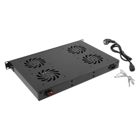 PANEL VENTILACION LANBERG LCD 4 VENTILADORES TERMOSTATO 230V 1U RACK 19 NEGRO